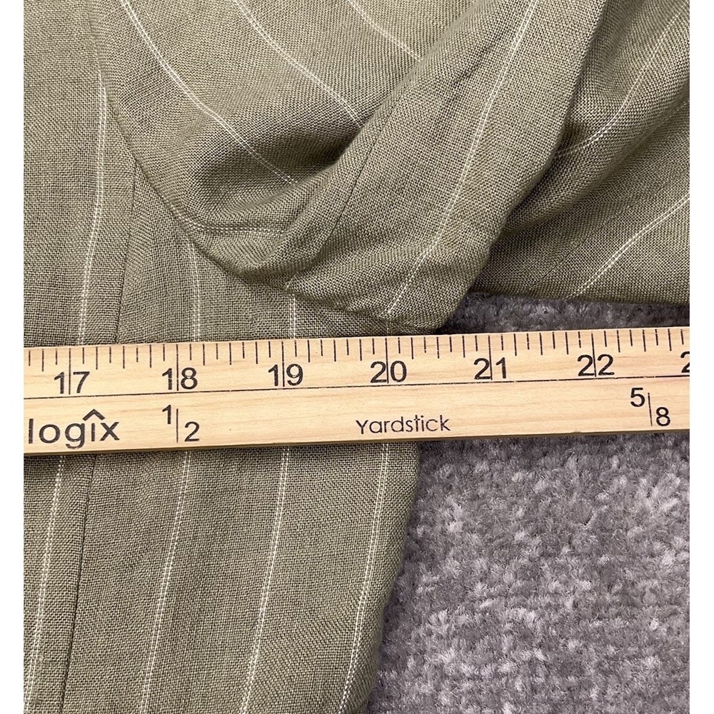 STYLE & CO Womens Size 12 Striped 100% Linen Blazer Patch Pockets Sage Green Y2K - Picture 6 of 14